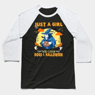 Just a Girl Who Loves Dogs & Halloween Husky Dog Lovers Baseball T-Shirt